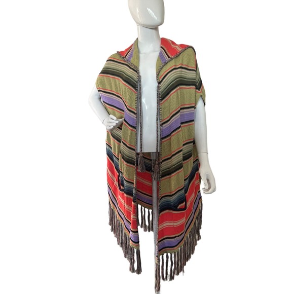Moth Anthropologie Himalayan Knit Tribal Poncho Hoodie Cardigan Oversized Size S - Picture 3 of 12
